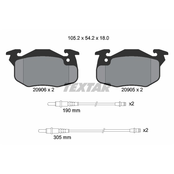 Слика на комплет феродо, дискови кочници TEXTAR 2090603 за Citroen Saxo S0,S1 1.0 X - 45 коњи бензин