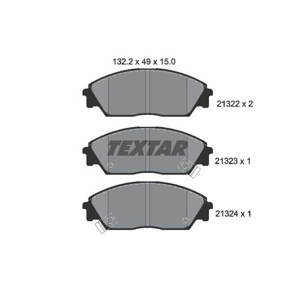 Слика на комплет феродо, дискови кочници TEXTAR 2132201 за Honda Civic 4 Hatchback (EC,ED,EE) 1.5 i 16V - 90 коњи бензин