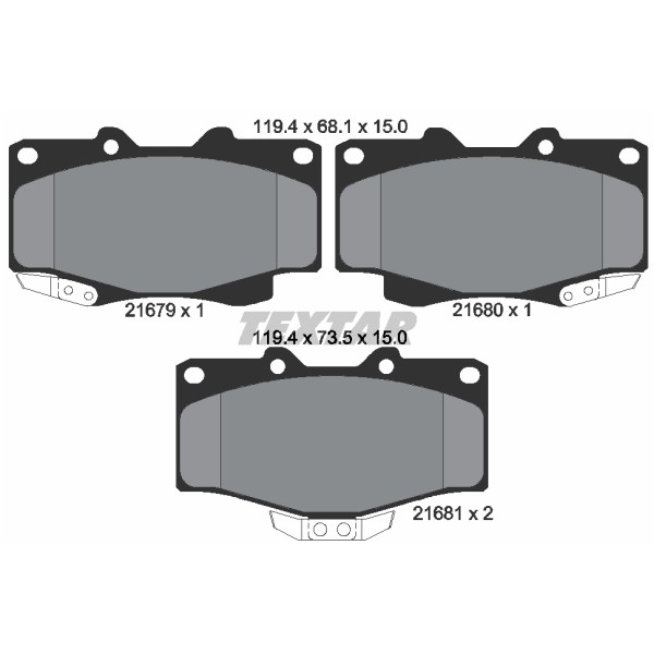 Слика на комплет феродо, дискови кочници TEXTAR 2167904 за Toyota Land Cruiser (J7) 3.4 D (BJ70_V, BJ73_) - 95 коњи дизел