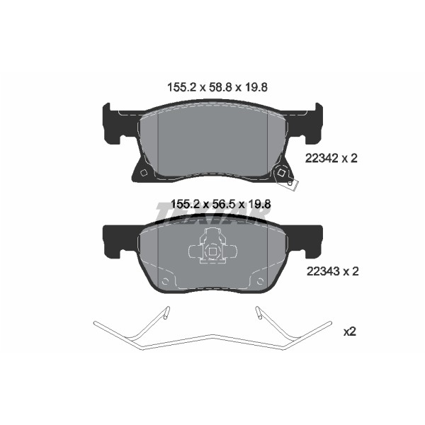 Слика на комплет феродо, дискови кочници TEXTAR 2234201 за Opel Astra K (B16) 1.0 Turbo (68) - 90 коњи бензин