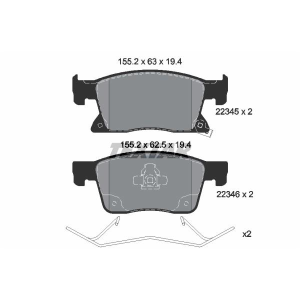 Слика на комплет феродо, дискови кочници TEXTAR 2234501 за Opel Astra K (B16) 1.0 Turbo (68) - 90 коњи бензин