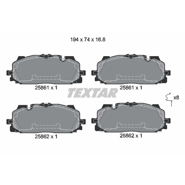 Слика на комплет феродо, дискови кочници TEXTAR 2586101 за Audi A5 Sportback (F5A) 2.0 TFSI g-tron - 170 коњи Бензин/Метан (CNG)