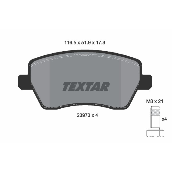 Слика на комплет феродо, дискови кочници TEXTAR Q+ 2397301 за Dacia Dokker 1.6 LPG - 83 коњи Бензин/Автогаз (LPG)