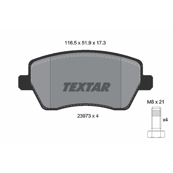 Слика на комплет феродо, дискови кочници TEXTAR Q+ 2397301 за Renault Clio 4 Grandtour 0.9 TCe 75 - 76 коњи бензин