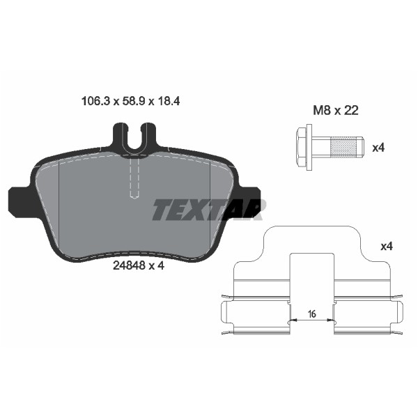 Слика на комплет феродо, дискови кочници TEXTAR Q+ 2484803 за Infiniti Q30 1.6 - 156 коњи бензин