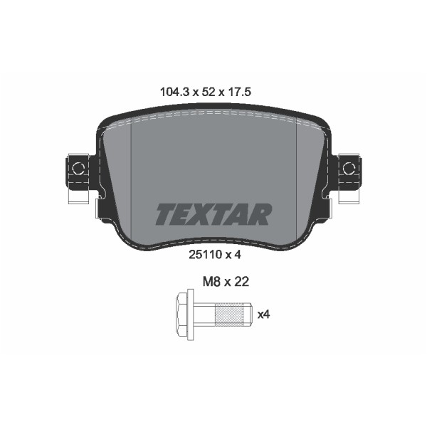Слика на комплет феродо, дискови кочници TEXTAR Q+ 2511003 за VW Sharan (7N) 2.0 TSI - 220 коњи бензин