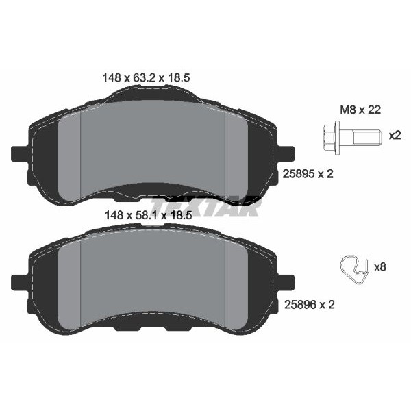 Слика на комплет феродо, дискови кочници TEXTAR Q+ 2589501 за Peugeot 308 SW (T9) 1.6 THP 155 - 156 коњи бензин