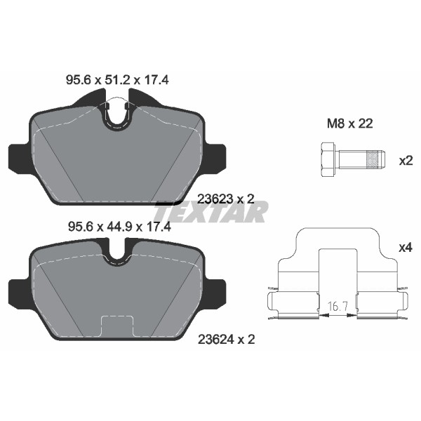 Слика на Комплет феродо, дискови кочници TEXTAR epad 2362381