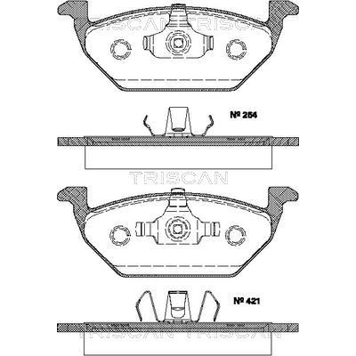 Слика на комплет феродо, дискови кочници TRISCAN 8110 29019 за VW Jetta 6 (162) 1.4 TSI Hybrid - 150 коњи бензин/ електро