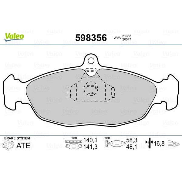 Слика на комплет феродо, дискови кочници VALEO 598356 за Opel Combo (71) 1.7 D - 60 коњи дизел