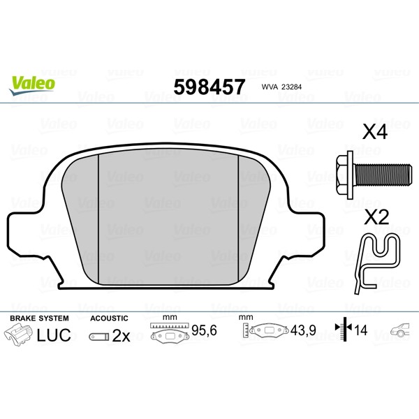 Слика на комплет феродо, дискови кочници VALEO 598457 за Opel Combo Tour 1.6 - 87 коњи бензин