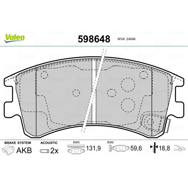 Слика на Комплет феродо, дискови кочници VALEO 598648