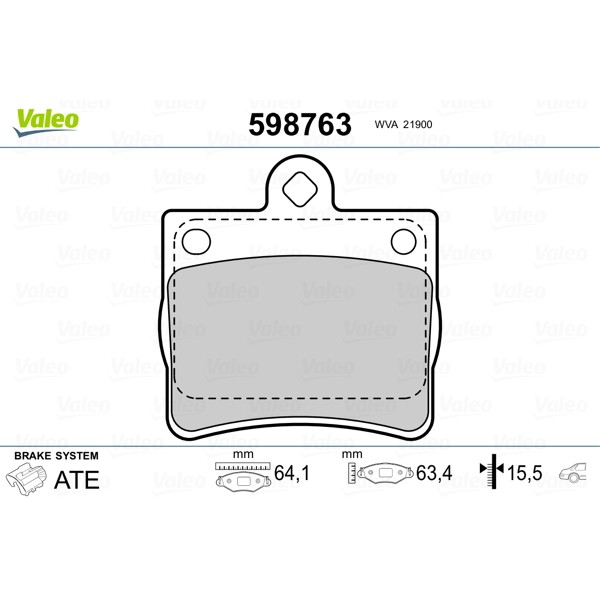 Слика на комплет феродо, дискови кочници VALEO 598763 за Mercedes C-class Saloon (w202) C 200 (202.020) - 136 коњи бензин