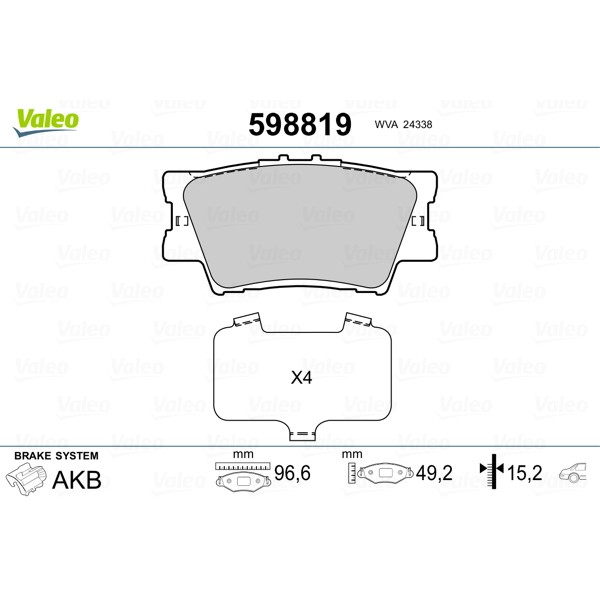 Слика на комплет феродо, дискови кочници VALEO 598819 за Toyota RAV4 2.2 D-4D 4WD - 136 коњи дизел