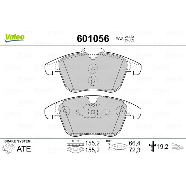 Слика на комплет феродо, дискови кочници VALEO 601056 за Ford Mondeo 4 Saloon 2.5 - 220 коњи бензин