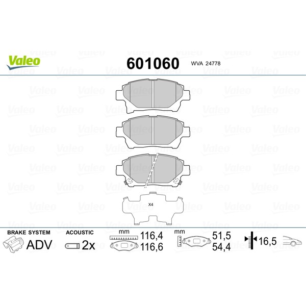 Слика на Комплет феродо, дискови кочници VALEO 601060