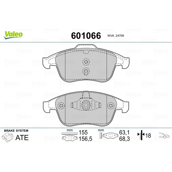 Слика на Комплет феродо, дискови кочници VALEO 601066