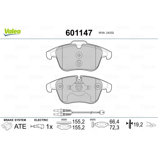 Слика на комплет феродо, дискови кочници VALEO 601147 за Citroen C5 TD Break 1.6 VTI 120 - 120 коњи бензин