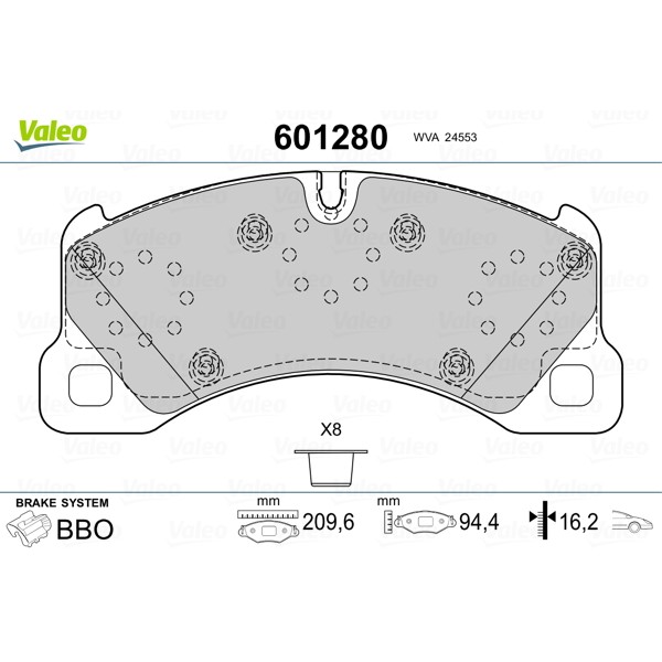 Слика на комплет феродо, дискови кочници VALEO 601280 за Porsche Cayenne (955, 9PA) GTS 4.8 - 405 коњи бензин