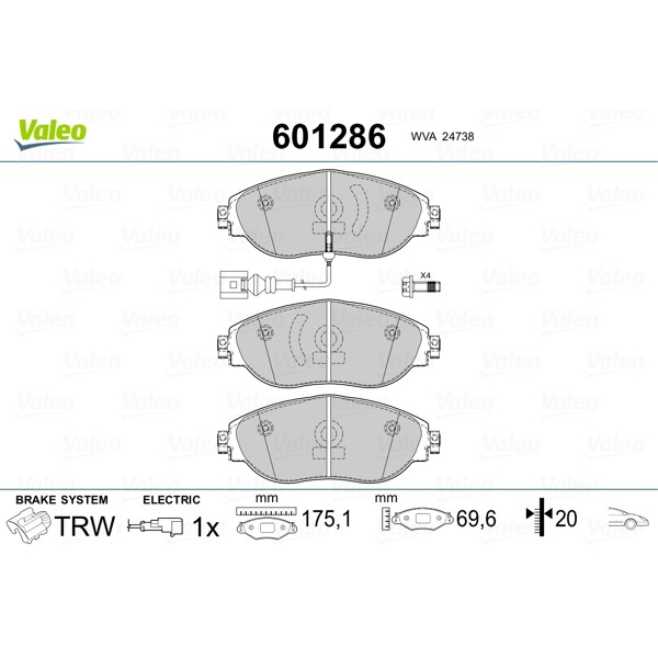 Слика на комплет феродо, дискови кочници VALEO 601286 за VW Passat 7 Variant (365) 1.6 TDI - 105 коњи дизел