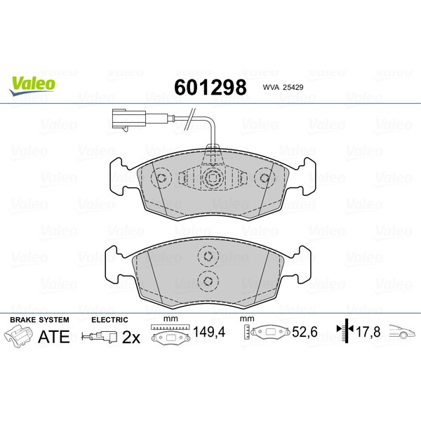 Слика на Комплет феродо, дискови кочници VALEO 601298