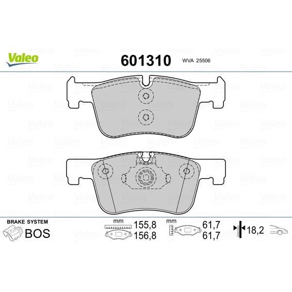 Слика на Комплет феродо, дискови кочници VALEO 601310