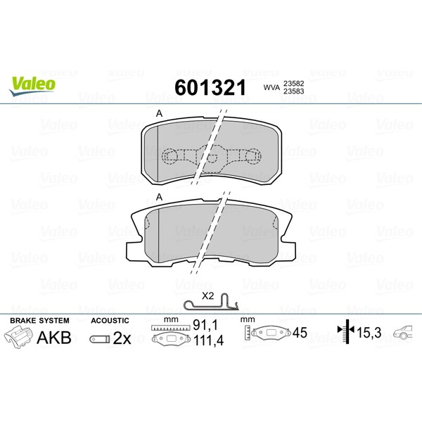 Слика на Комплет феродо, дискови кочници VALEO 601321