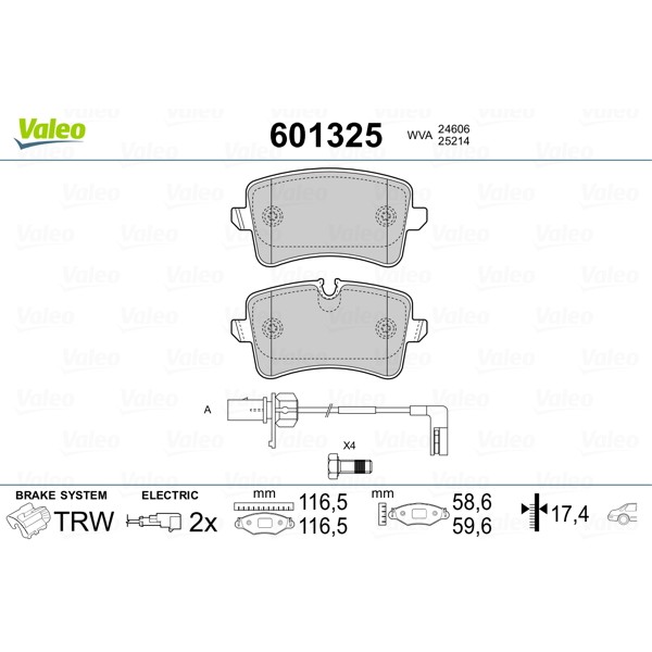 Слика на комплет феродо, дискови кочници VALEO 601325 за Audi A7 Sportback (4GA) S7 quattro - 420 коњи бензин