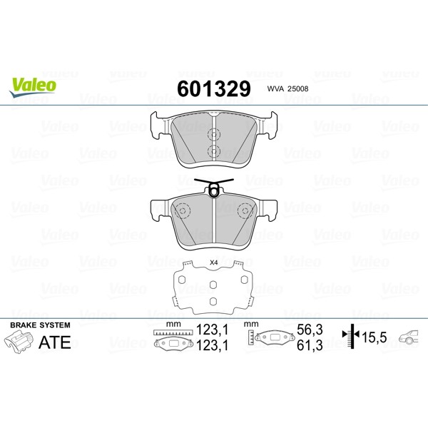 Слика на комплет феродо, дискови кочници VALEO 601329 за VW Golf 7 Sportsvan 1.0 TSI - 110 коњи бензин