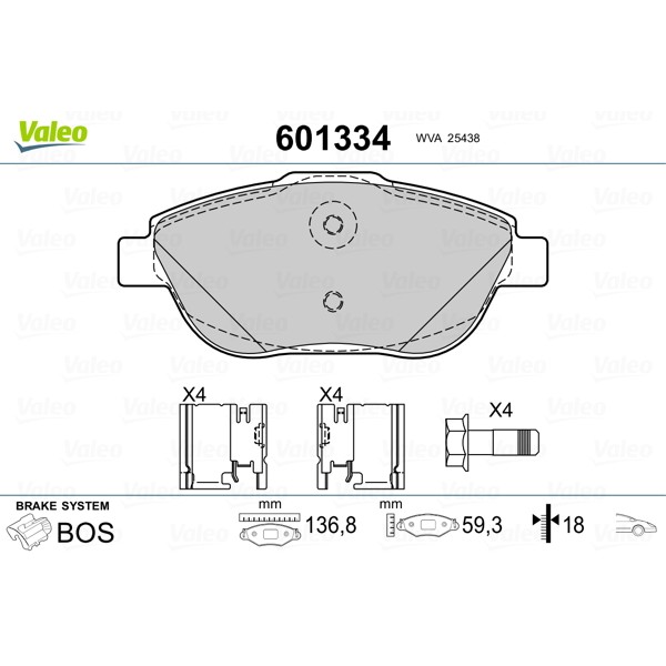 Слика на Комплет феродо, дискови кочници VALEO 601334