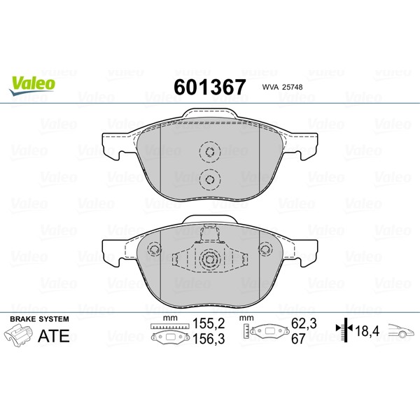 Слика на комплет феродо, дискови кочници VALEO 601367 за Ford Grand C-Max 1.6 EcoBoost - 182 коњи бензин