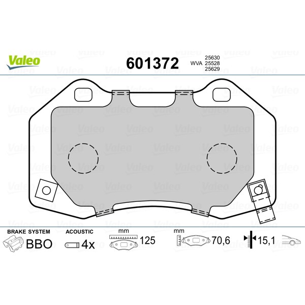 Слика на Комплет феродо, дискови кочници VALEO 601372