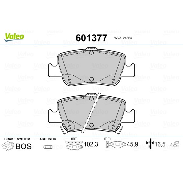 Слика на комплет феродо, дискови кочници VALEO 601377 за Toyota Auris (NZE18, ZRE18) 1.6 - 132 коњи бензин