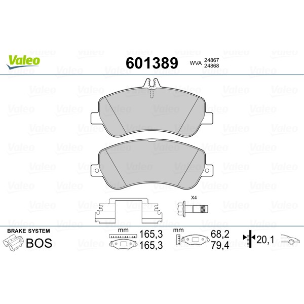 Слика на Комплет феродо, дискови кочници VALEO 601389