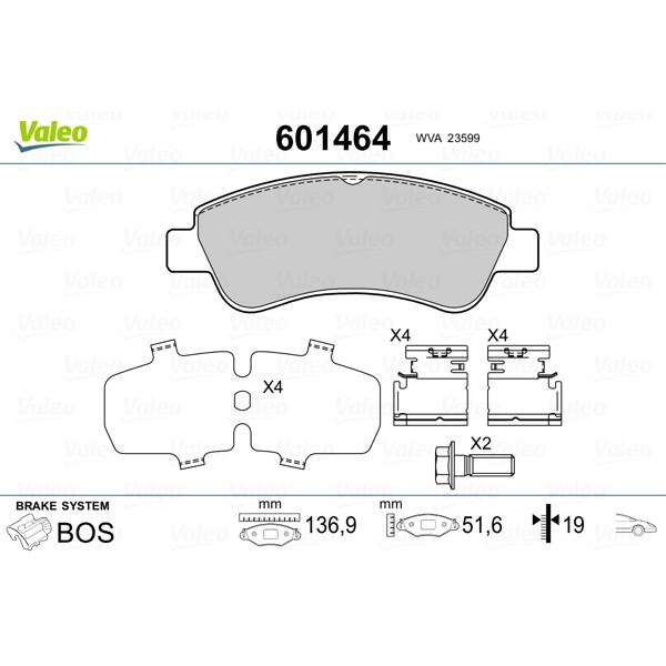 Слика на Комплет феродо, дискови кочници VALEO 601464