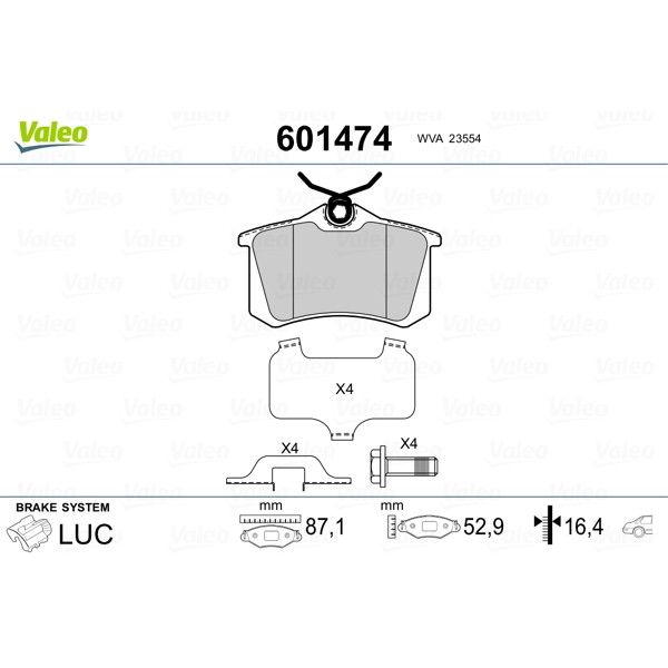 Слика на комплет феродо, дискови кочници VALEO 601474 за Renault Megane 2 Grandtour 1.5 dCi - 82 коњи дизел