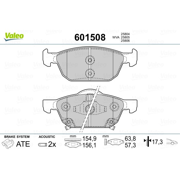 Слика на Комплет феродо, дискови кочници VALEO 601508