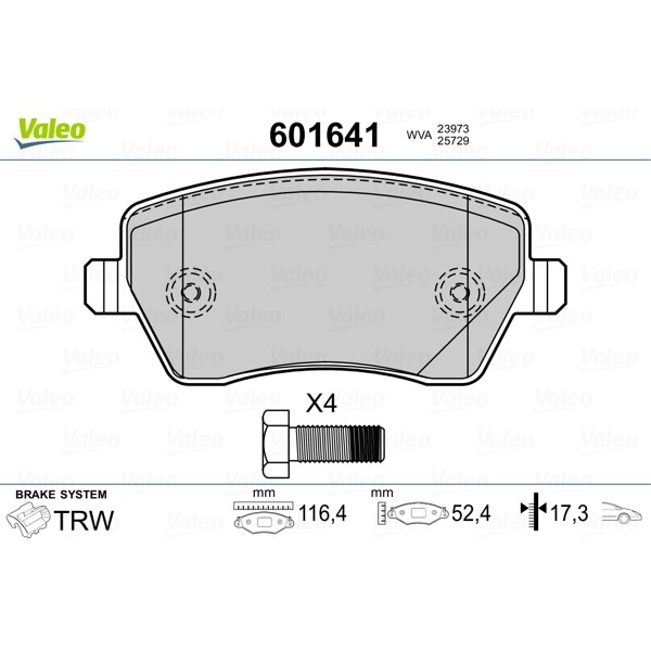 Слика на комплет феродо, дискови кочници VALEO 601641 за Dacia Lodgy 1.6 - 83 коњи бензин