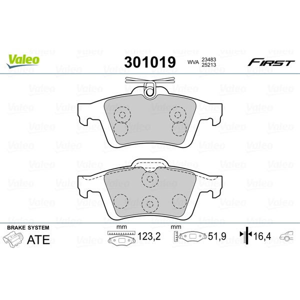 Слика на комплет феродо, дискови кочници VALEO FIRST 301019 за Ford Focus 2 (da) 1.4 - 80 коњи бензин