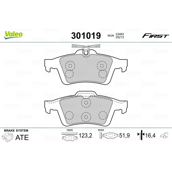 Слика на комплет феродо, дискови кочници VALEO FIRST 301019 за Ford Grand C-Max 1.6 TDCi - 115 коњи дизел