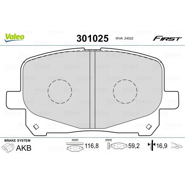 Слика на Комплет феродо, дискови кочници VALEO FIRST 301025