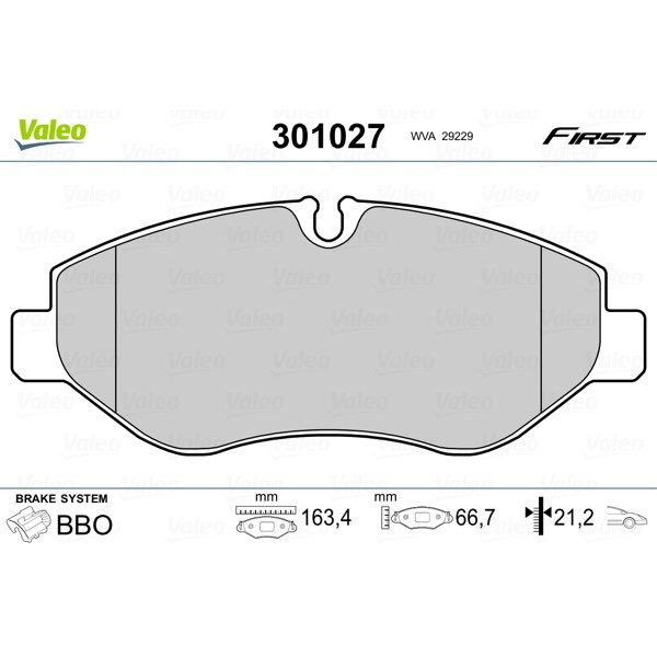 Слика на комплет феродо, дискови кочници VALEO FIRST 301027 за камион Iveco Daily 2006 Platform 29L10 - 95 коњи дизел