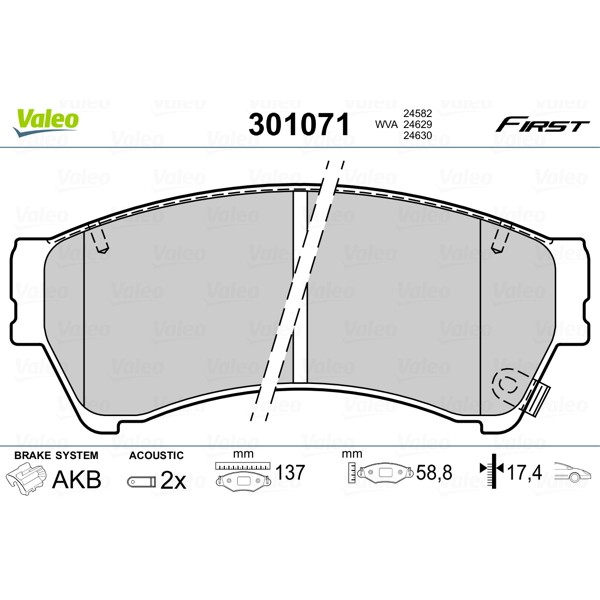 Слика на Комплет феродо, дискови кочници VALEO FIRST 301071