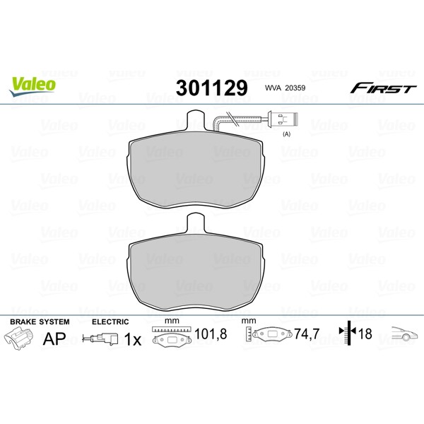 Слика на комплет феродо, дискови кочници VALEO FIRST 301129 за камион Iveco Daily 1 Box ORA-06502: PL/  - 75 коњи дизел