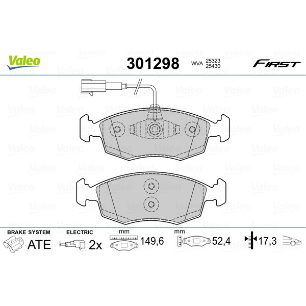 Слика на Комплет феродо, дискови кочници VALEO FIRST 301298