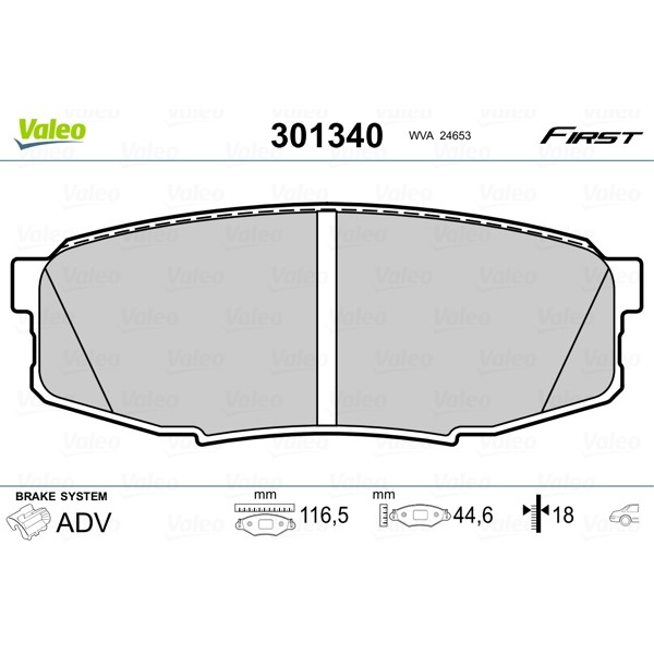 Слика на Комплет феродо, дискови кочници VALEO FIRST 301340