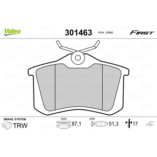 Слика на комплет феродо, дискови кочници VALEO FIRST 301463 за Audi A3 (8V1) 2.0 TDI - 143 коњи дизел