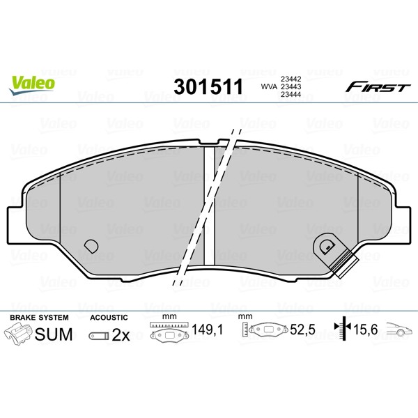 Слика на Комплет феродо, дискови кочници VALEO FIRST 301511