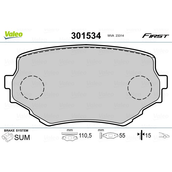 Слика на Комплет феродо, дискови кочници VALEO FIRST 301534