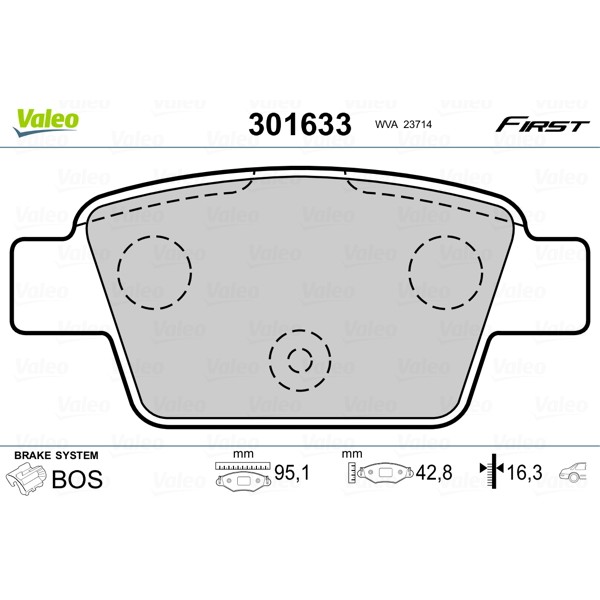 Слика на Комплет феродо, дискови кочници VALEO FIRST 301633